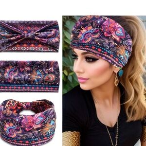 New Purple Gypsy Boho Floral Patterned Headband